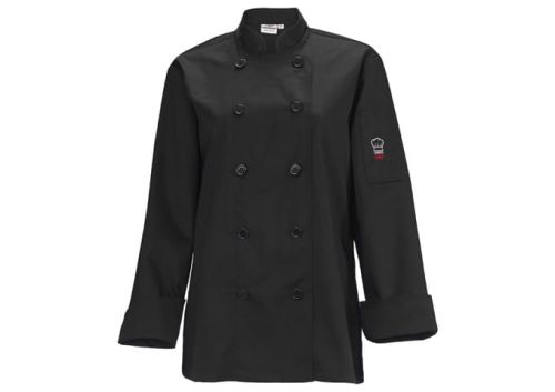 Winco UNF-7KS Black Women's Tapered Fit Chef Jacket, S, EA
