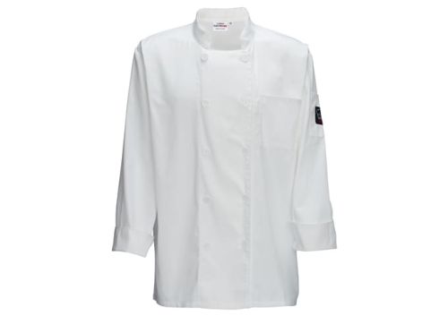 Winco UNF-9WXXL White Ventilated Tapered Fit Chef Shirt, 2XL, EA