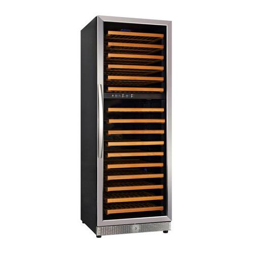 Eurodib USF168D, Dual Zone Stainless Steel Black Wine Cabinet, 154 Bottles, 140W