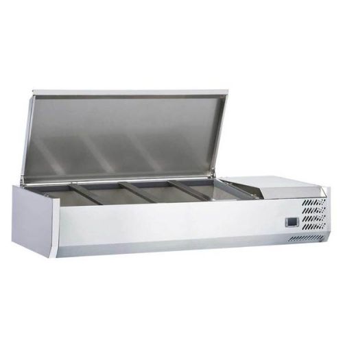Coldline VRX1200-SS 48-inch Refrigerated 4 Pan Stainless Steel Top Cover Countertop Salad Bar (Discontinued)