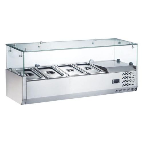 Coldline CTP48SG 48-inch Refrigerated 4 Pan Glass Top Cover Countertop Salad Bar