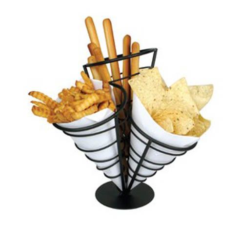 Winco WBKH-10, 3-Cone Black Wire French Fries Basket