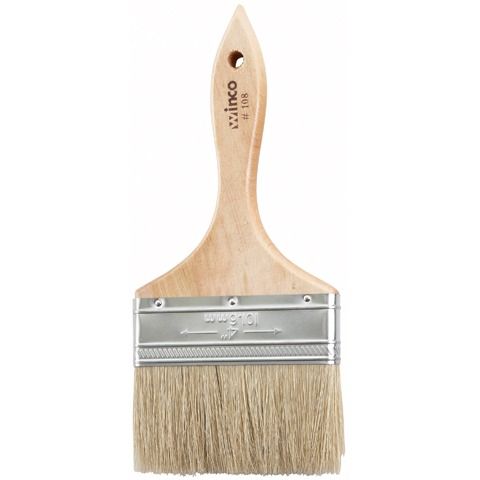 Winco WBR-40, 4-Inch Wide Flat Boar Bristle Pastry Brush with 5.5-Inch Wooden Handle