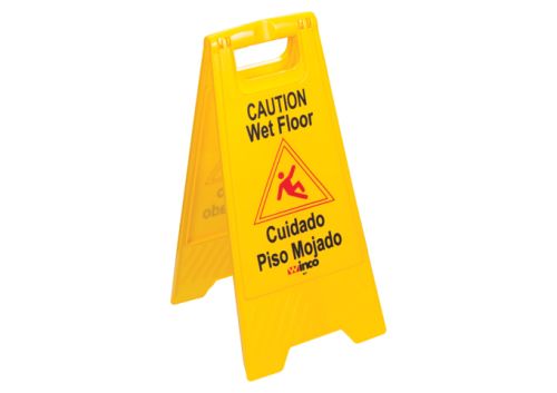 Winco WCS-25, 12x25-Inch Two-Sided Wet Floor Caution Sign, Yellow