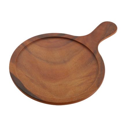 Yanco WD-1113 9-Inch Melamine Wooden Look Round Tray with Handle, 24/CS
