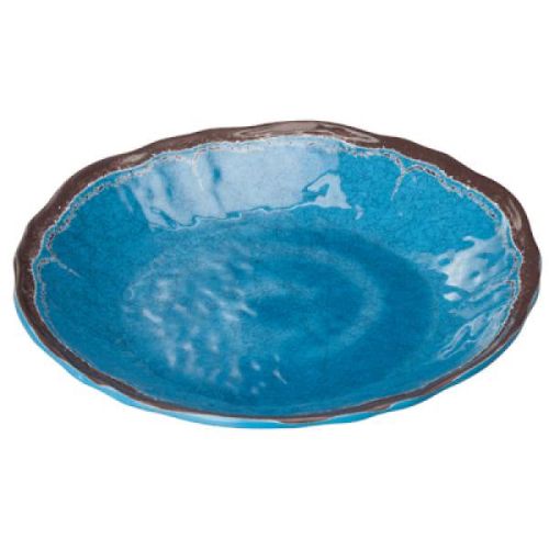 Winco WDM001-405, 9.63-Inch Dia Ardesia Lusia Melamine Hammered Deep Plate, Blue, 24/CS (Discontinued)