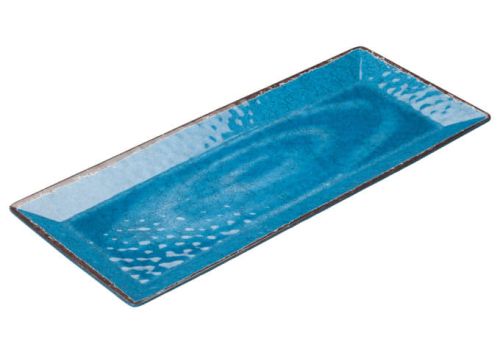 Winco WDM001-408, 19 x 8-Inch Ardesia Lusia Melamine Rectangular Plate, Blue, 24/CS