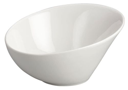 Winco WDP003-201, 6.5-Inch Dia 0.5 Quart Ardesia Rimini Porcelain Angeled Bowl, Creamy White, 36/CS