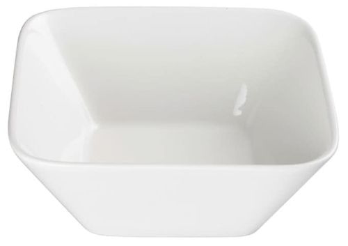 Winco WDP008-104, 7.63-Inch 1.5 Qt Ardesia Laurets Porcelain Square Bowl, Bright White, 12/CS