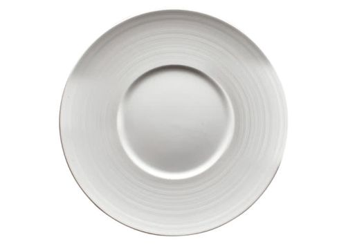 Winco WDP022-109, 11.12-Inch Dia Ardesia Zendo Porcelain Wide Rim Plate, Bright White, 12/CS