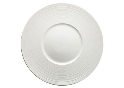 Winco WDP022-110, 12.12-Inch Dia Ardesia Zendo Porcelain Wide Rim Plate, Bright White, 12/CS