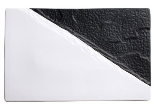 Winco WDP023-201, 11.63 x 7.25-Inch Ardesia Visca Porcelain Rectangular Platter, Black&White, 2/CS (Discontinued)