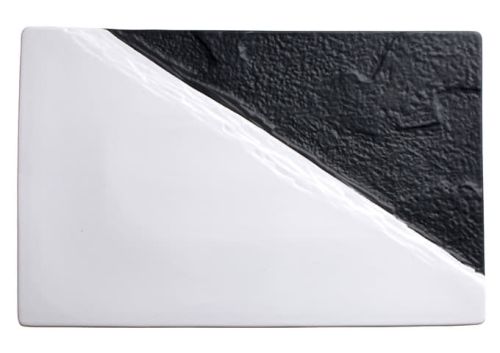 Winco WDP023-203, 15.5 x 10-Inch Ardesia Visca Porcelain Rectangular Platter, Black&White, 2/CS