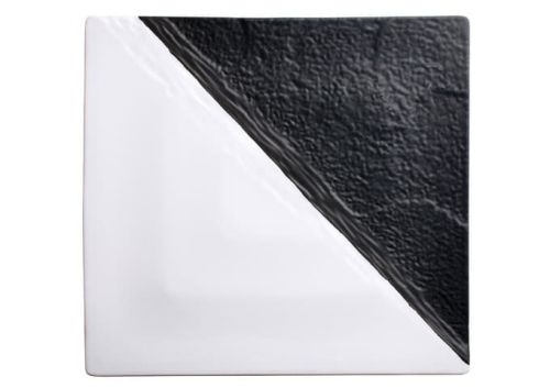 Winco WDP023-205, 13-Inch Ardesia Visca Porcelain Square Platter, Black&White, 2/CS