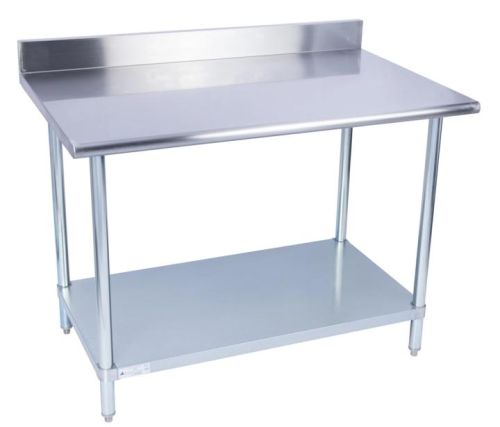 KCS WG-2436-B, 24x36-Inch Stainless Steel Work Table with Backsplash and Galvanized Undershelf