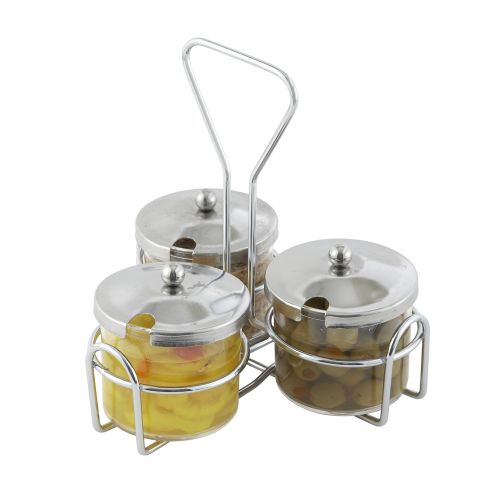 Winco WH-4, Chrome Wire Holder for 3 Condiment Jars