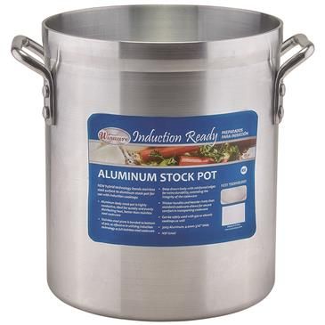 Winco AXSI-10, 10-Quart Induction Ready Aluminum Stock Pot with 4-mm Stainless Steel Bottom, NSF