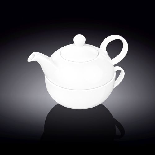 Wilmax WL-994048/AB, White Porcelain Set: 13 Oz Teapot and 11 Oz Cup, 24/SET