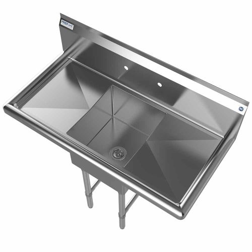 Prepline XS1C-1416-LR, 38-inch 1-Compartment Commercial Sink with Left and Right Drainboards, 14x16-inch Bowls