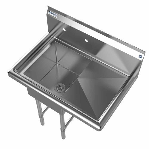 Prepline XS1C-1416-R, 28.5-inch 1-Compartment Commercial Sink with Right Drainboard, 14x16-inch Bowls