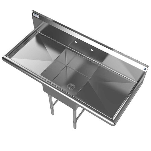 Prepline XS1C-1818-LR, 54-inch 1-Compartment Commercial Sink with Left and Right Drainboards, 18x18-inch Bowls