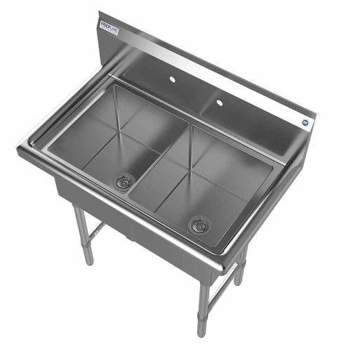 Prepline XS2C-1416, 33-inch 2-Compartment Commercial Sink, 14x16-inch Bowls