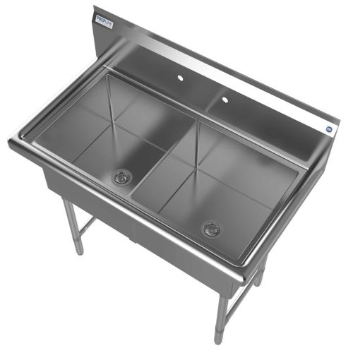Prepline XS2C-1818, 42-inch 2-Compartment Commercial Sink, 18x18-inch Bowls