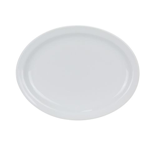 Yanco MA-12 10x8-Inch Mayor Porcelain Round White Platter With Narrow Rim, 24/CS