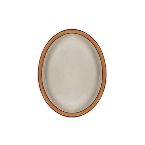 Yanco PR-14NY 13.5-Inch Porto Rico Porcelain Round White Platter With Narrow Yellow Rim, DZ