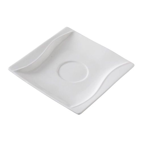 Yanco SW-002 5.5-Inch Sea Wave Porcelain Round Bone White Saucer, 36/CS