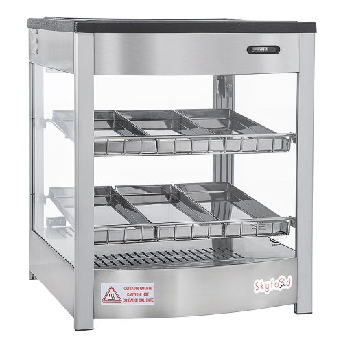 Skyfood FWD2S6P, Food Warmer Display Case, Double Shelf 6 Pans - Steam Line