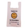 Rainbow 1/8SF, 1/8-Size White "Smile Face" Plastic T-Shirt Shopping Bags, 300/Cs