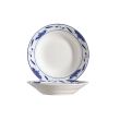 C.A.C. 103-38, 8-Inch Dia 8 Oz Porcelain White Round Blue Lotus Soup Plate, 3 DZ/CS