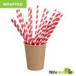 PacknWood 210CHP19EMBR 7.75x0.2-inch Red Striped Wax Coated Wrapped Paper Straws, 3000/CS