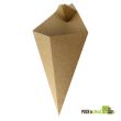 PacknWood 210CONFR3KR, 11x6.5-inch Kraft Paper Cone w/ Sauce Compartment, 500/CS