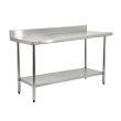 Omcan 23804, 30x60-inch Elite Series Stainless Steel Work Table with Galvanized Undershelf and Backsplash
