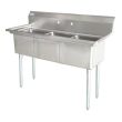 Omcan 22114, 18x18x11-inch 3-Compartment Stainless Steel Sink, No Drain Board
