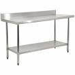 Prepline PWTG-3072-4BS, 30x72-inch Stainless Steel Worktable with Undershelf & 4-inch Backsplash