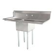 Omcan 25255, 24x24x14-inch 1-Compartment Stainless Steel Sink with Left and Right Drain Boards