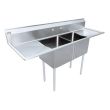 Omcan 25258, 24x24x14-inch 2-Compartment Stainless Steel Sink with Left and Right Drain Boards