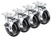 KROWNE 28-113S, 2.4x3.6-Inch Metal Universal Plate Casters with 5-Inch Wheels, 4-Piece Set