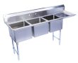 KCS 2S-1821-3R, 18x21-Inch 3-Compartment Stainless Steel Sink with Right Drainboard