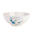 Thunder Group 3506BB 10 Oz 4.5 Inch Asian Blue Bamboo Melamine Round White Special Bowl with Lid, DZ
