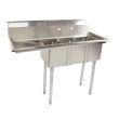 Omcan 39762, 10x14x10-inch 3-Compartment Stainless Steel Space Saver Sink with Left Drain Board