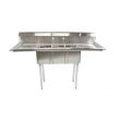 Omcan 39764, 10x14x10-inch 3-Compartment Stainless Steel Space Saver Sink with Left and Right Drain Boards
