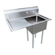Omcan 41855, 24x24x14-inch Stainless Steel One Tub Sink with Left Drain Board