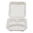 Fineline Settings 42SH8S3, 8x8x2.5-inch 3-Compartment Conserveware Bagasse Low Hinged Container, 200/CS