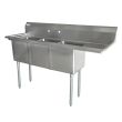 Omcan 43757, 10x14x10-inch 3-Compartment Sink with Right Drain Board