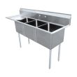 Omcan 43775, 18x21x14-inch 3-Compartment Stainless Steel Sink with Left Drain Board
