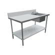 Omcan 44300, 24x60-inch Stainless Steel Work Table with Right Sink and 6-inch Backsplash
